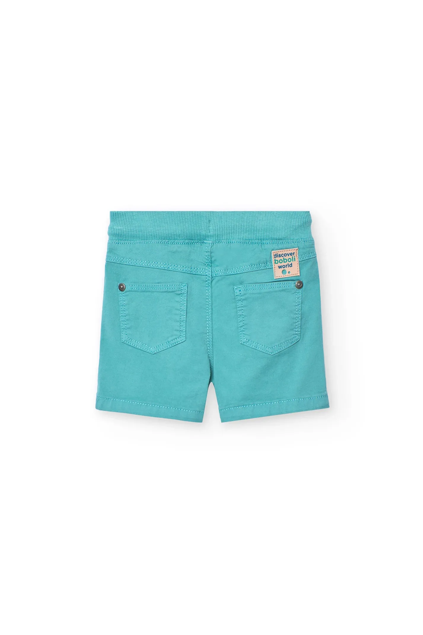 Bermuda in gabardina elasticizzata per bambino in colore verde.