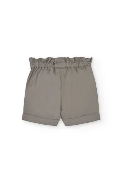 Bermuda in gabardina per bambina in colore marrone