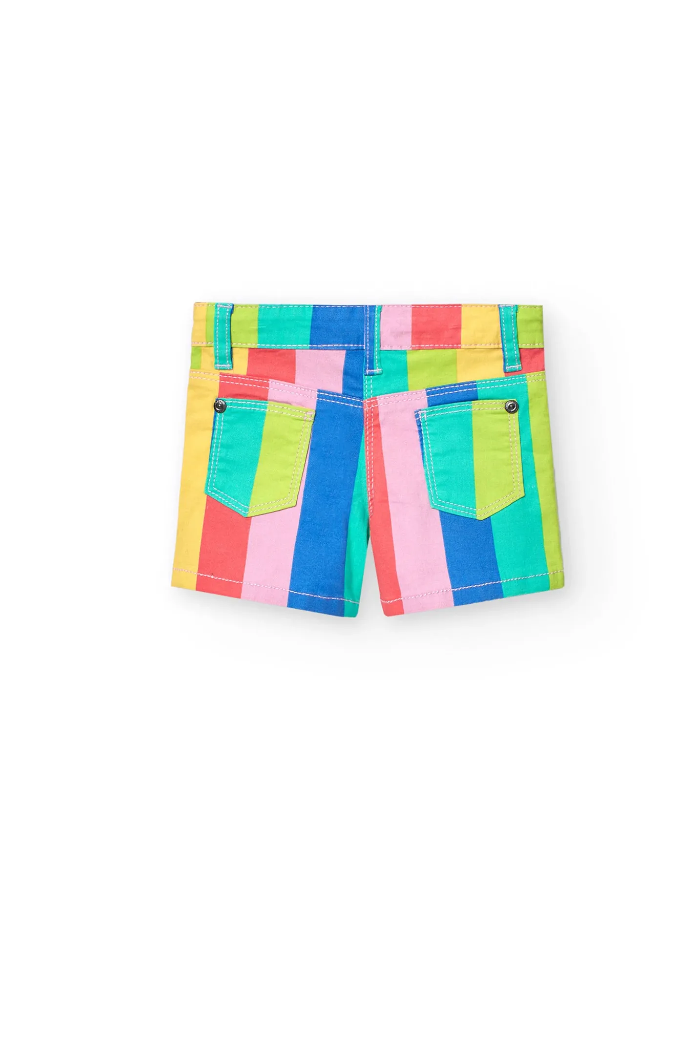 Bermuda in gabardina per neonata con stampa colorata