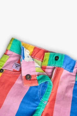 Bermuda in gabardina per neonata con stampa colorata