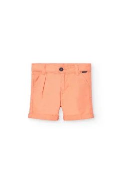 Bermuda in lino per bambino colore corallo