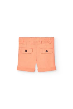 Bermuda in lino per bambino colore corallo