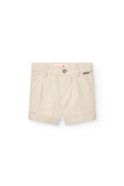 Bermuda in lino per neonato di colore beige