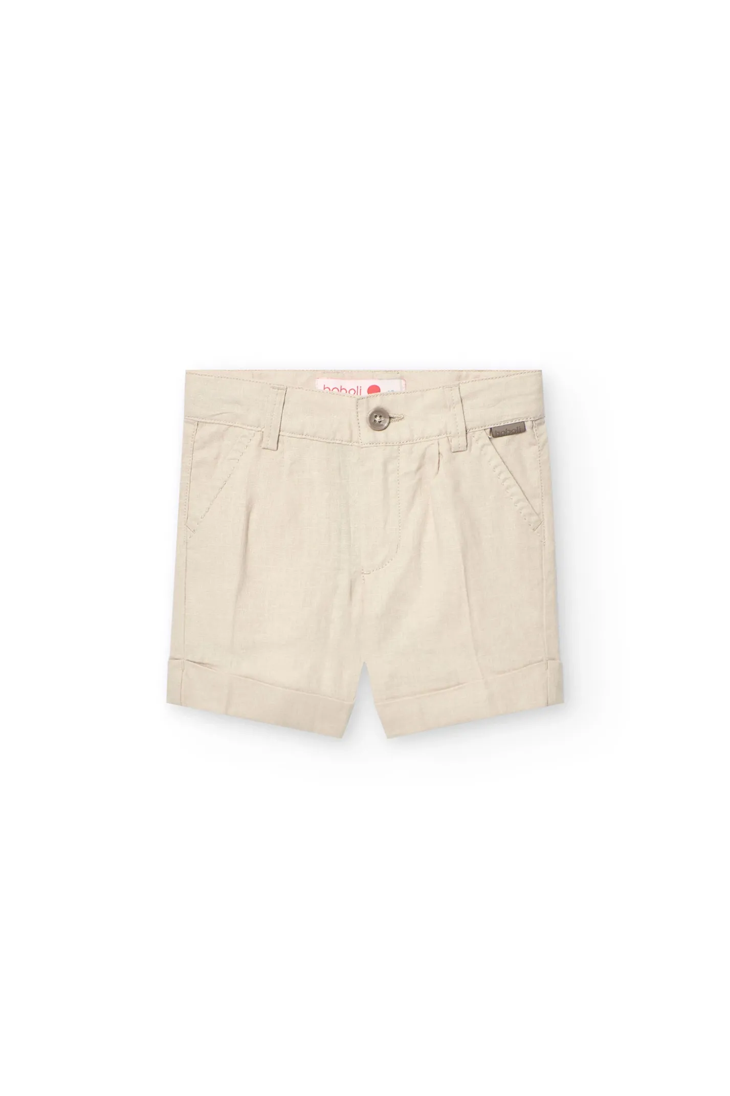 Bermuda in lino per neonato di colore beige
