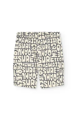 Bermuda in maglia per bambino con stampa in colore crema