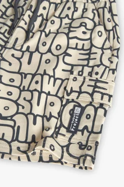 Bermuda in maglia per bambino con stampa in colore crema