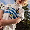Bermuda in popeline per neonato a righe blu