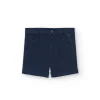 Bermuda in raso per bambino in colore blu scuro.