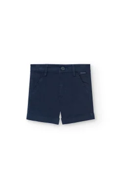 Bermuda in raso per bambino in colore blu scuro.