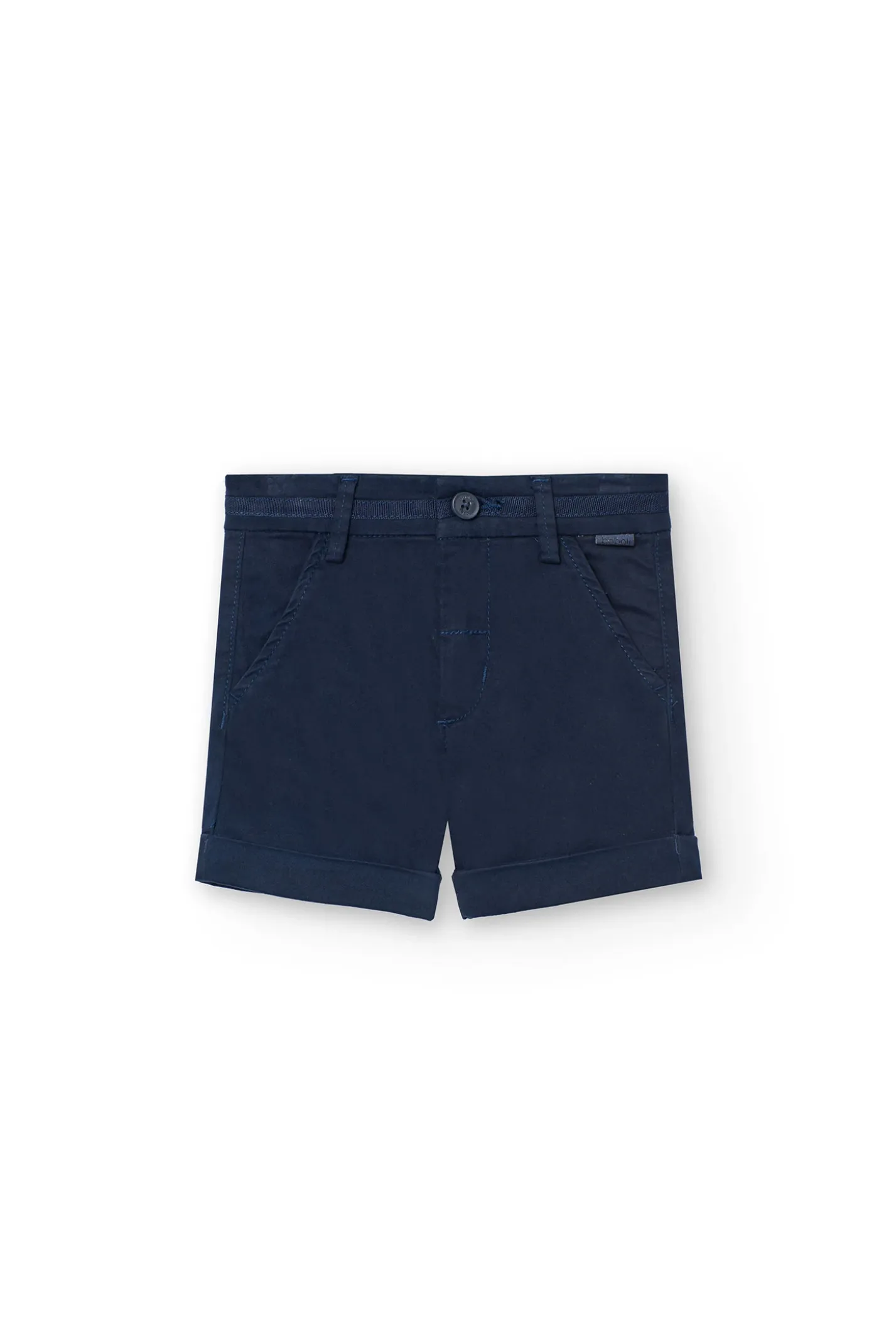 Bermuda in raso per bambino in colore blu scuro.