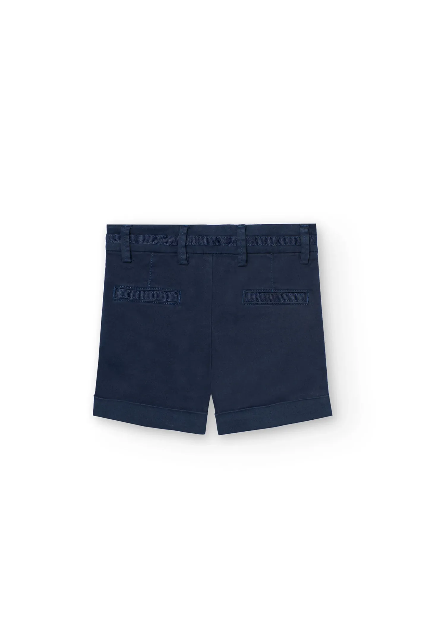 Bermuda in raso per bambino in colore blu scuro.