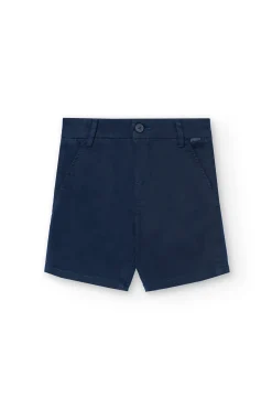 Bermuda in raso per bambino di colore blu marino