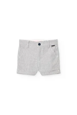 Bermuda oxford per bambino a righe grigie e nere