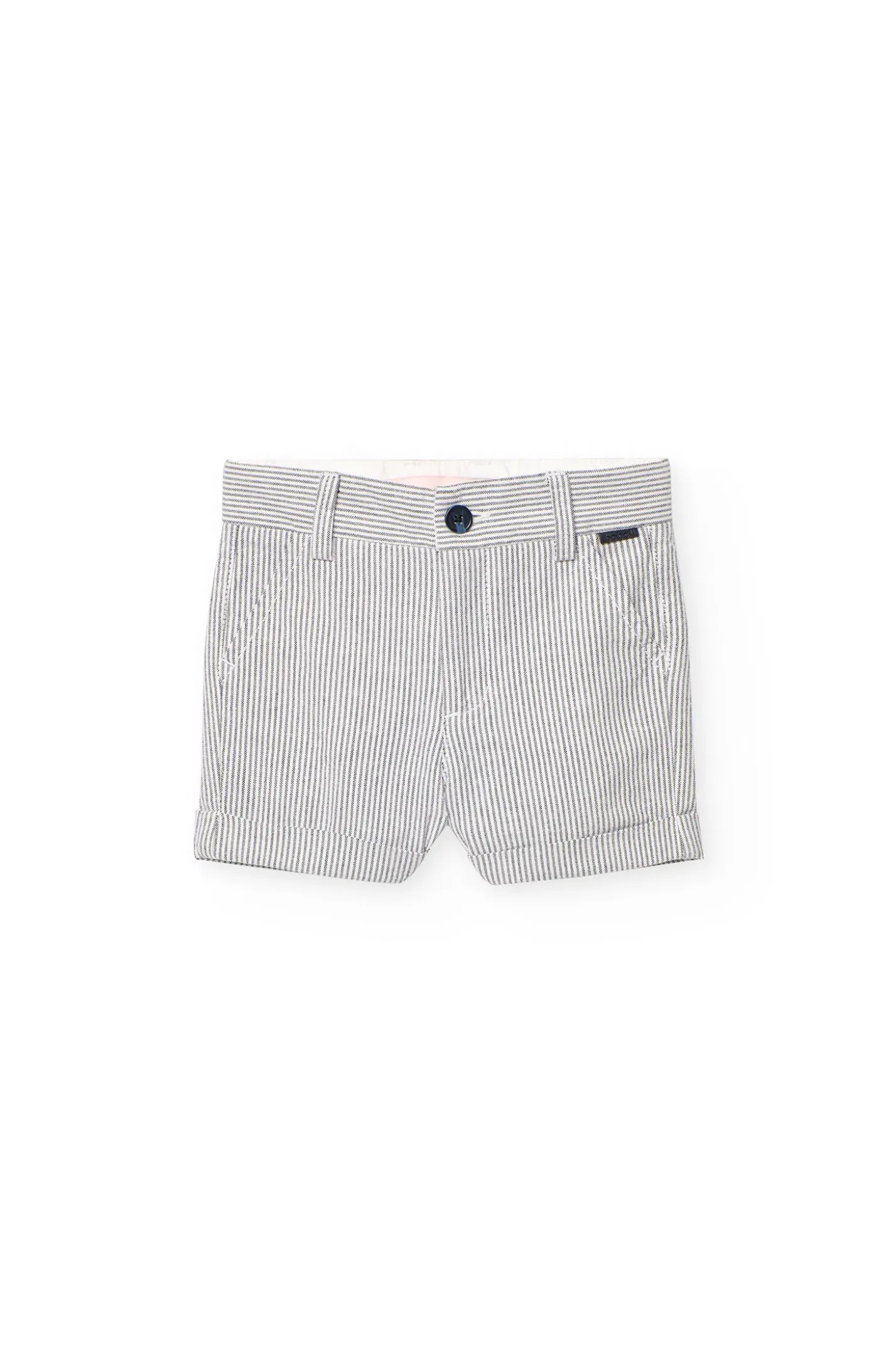 Bermuda oxford per bambino a righe grigie e nere
