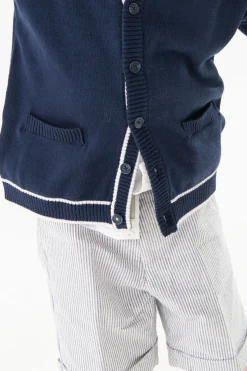 Bermuda oxford per bambino a righe grigie e nere