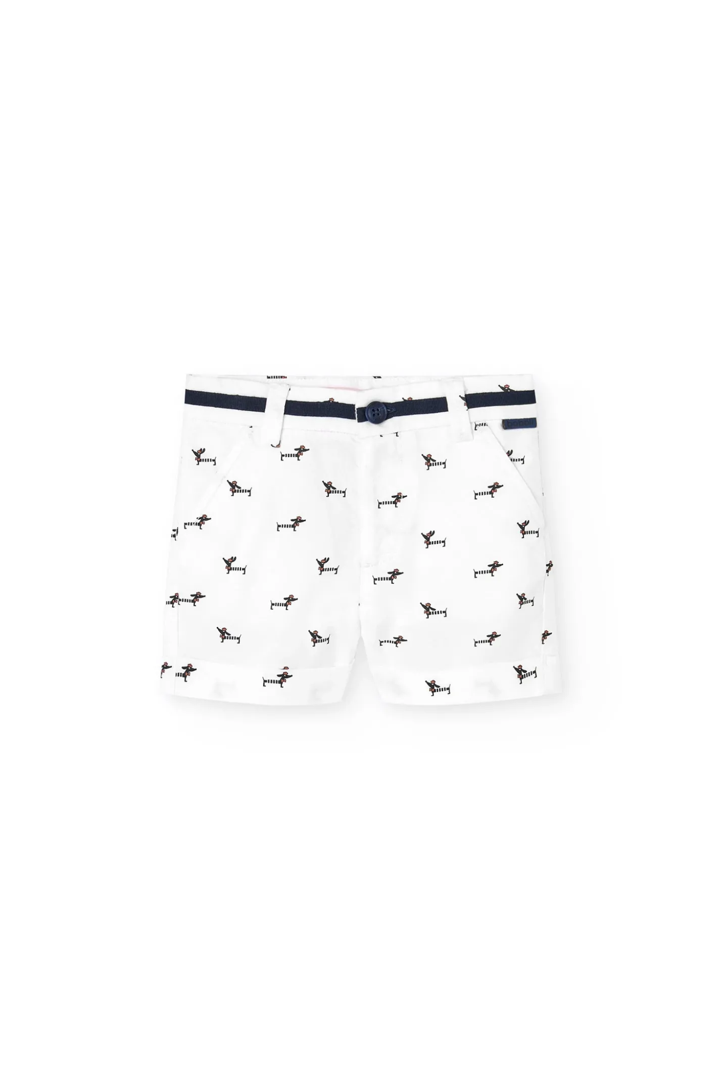 Bermuda oxford per bambino in colore bianco con stampa di animaletti