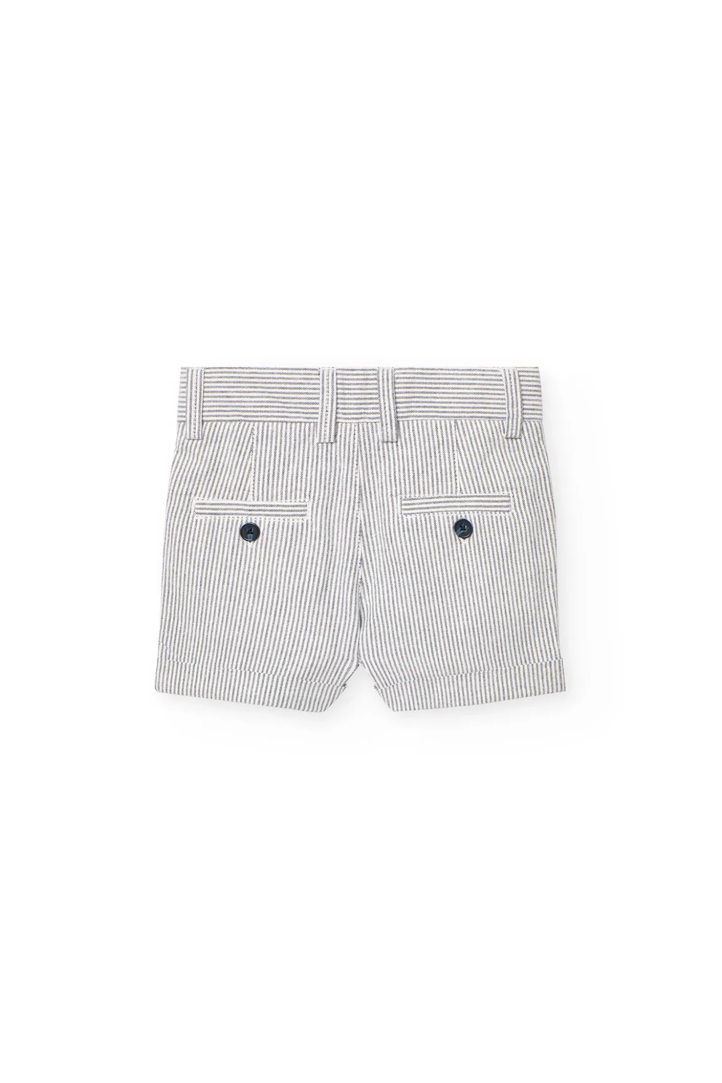 Bermuda oxford per bambino a righe grigie e nere