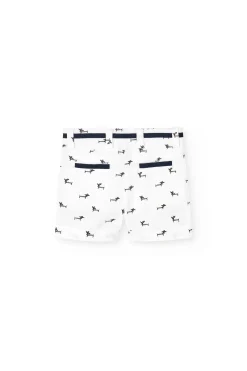 Bermuda oxford per bambino in colore bianco con stampa di animaletti