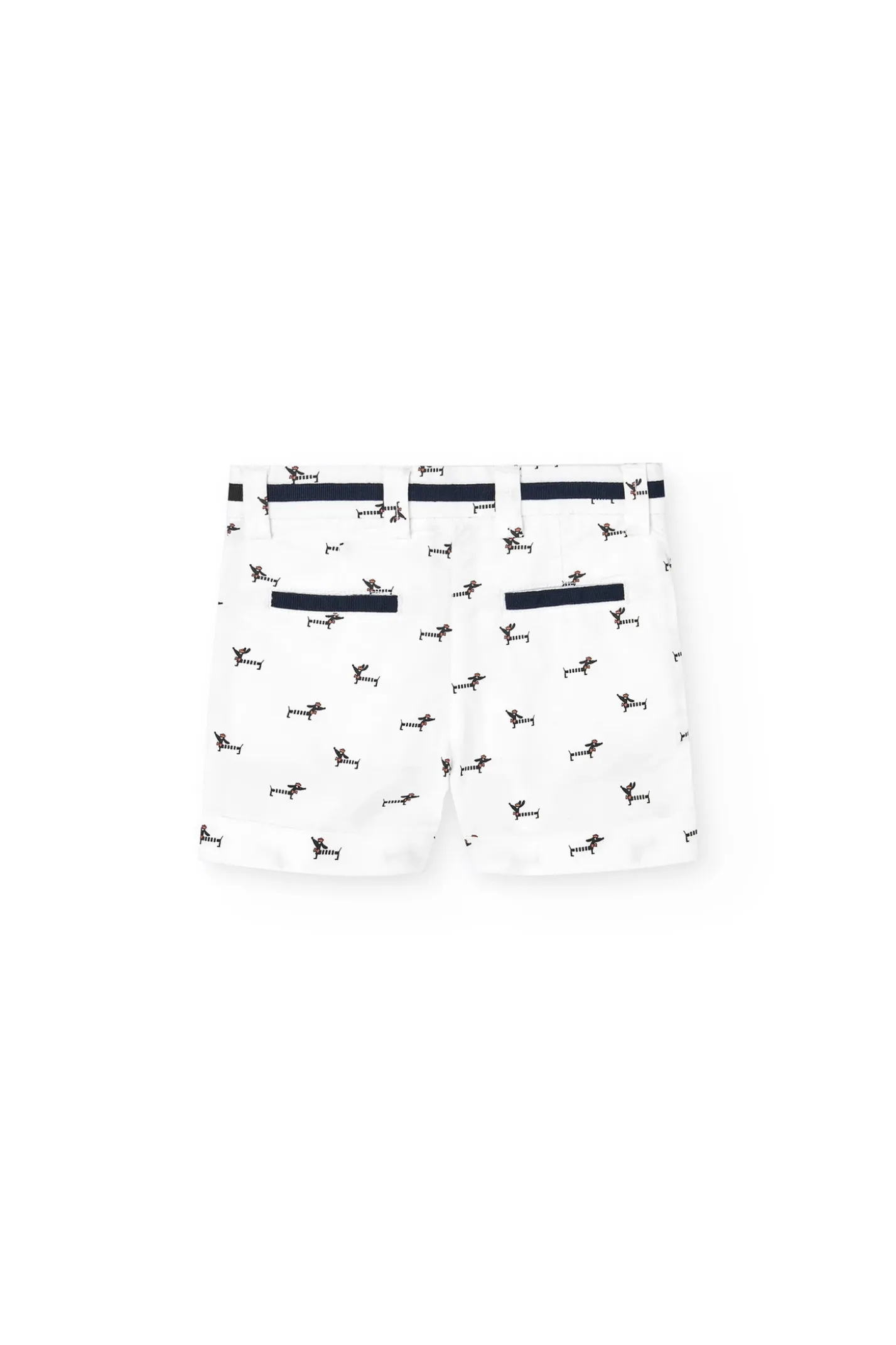 Bermuda oxford per bambino in colore bianco con stampa di animaletti