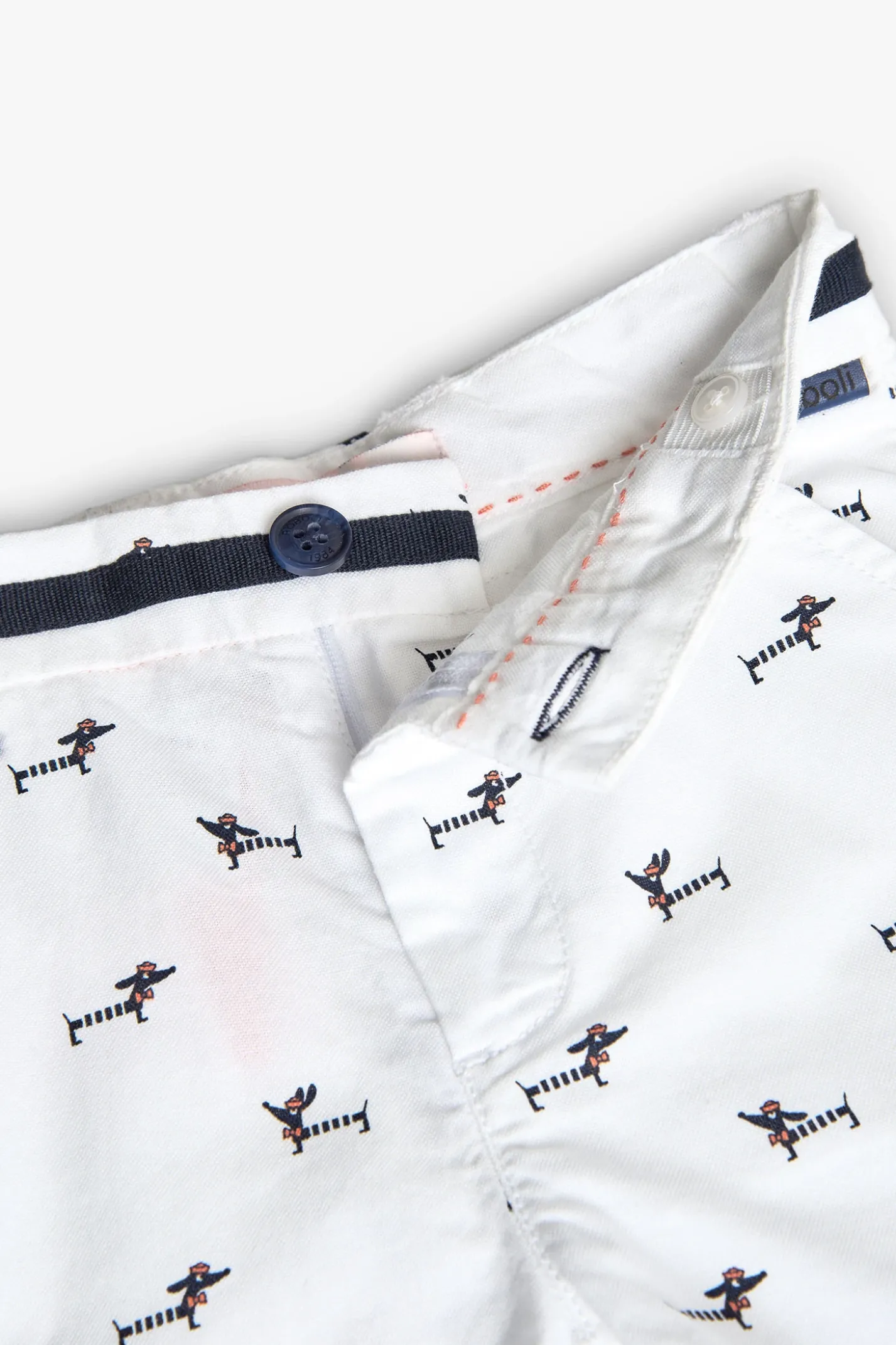 Bermuda oxford per bambino in colore bianco con stampa di animaletti