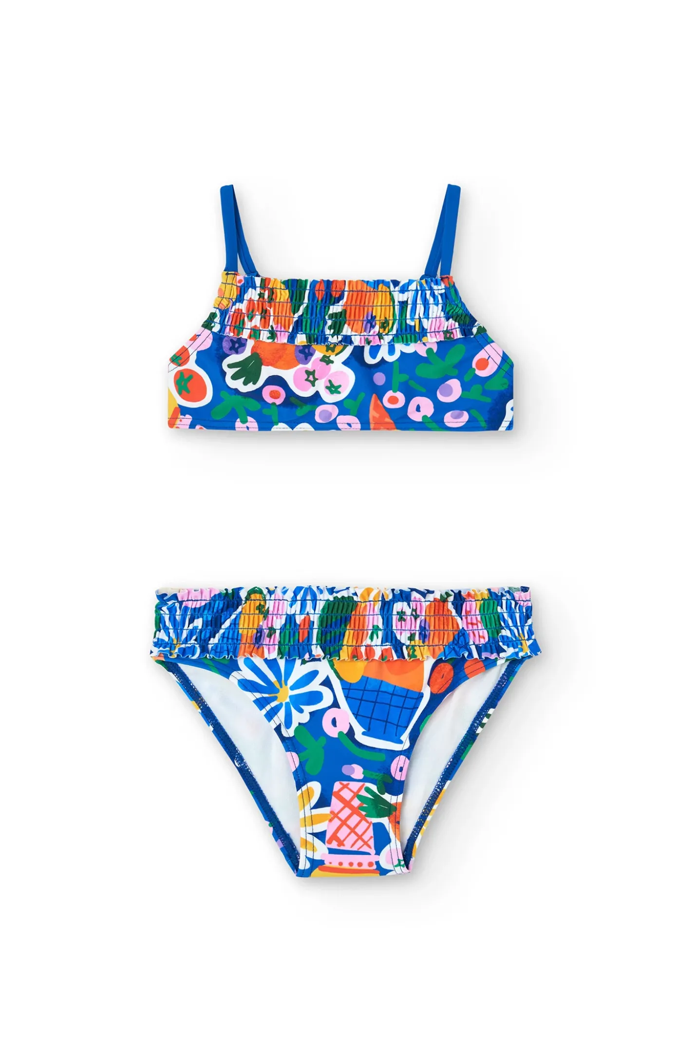 Bikini in poliammide per bambina con stampa di frutta