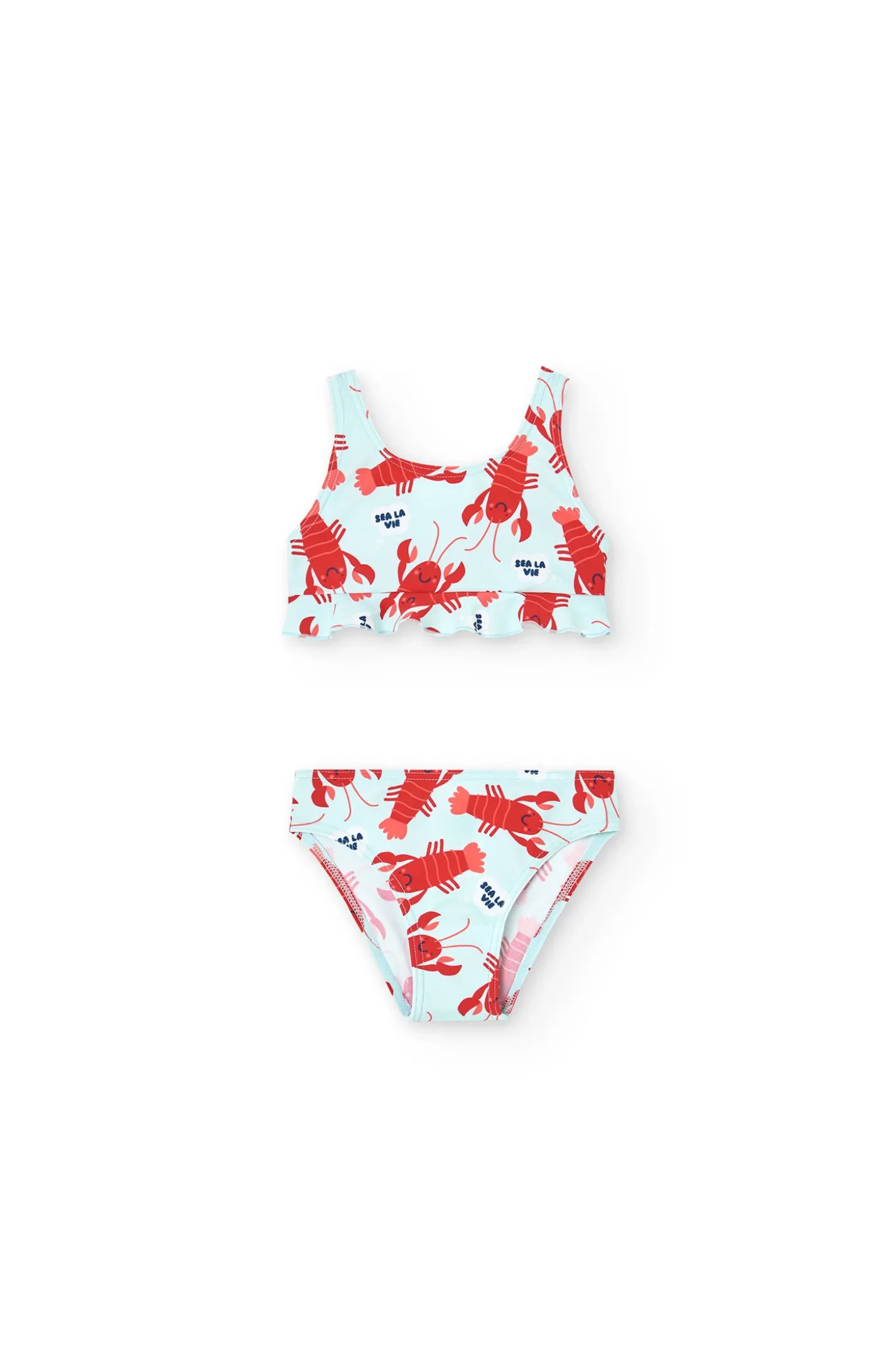 Bikini in poliammide per neonata con stampa di aragoste