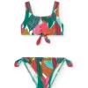 Bikini in poliammide per bambina con stampa di foglie