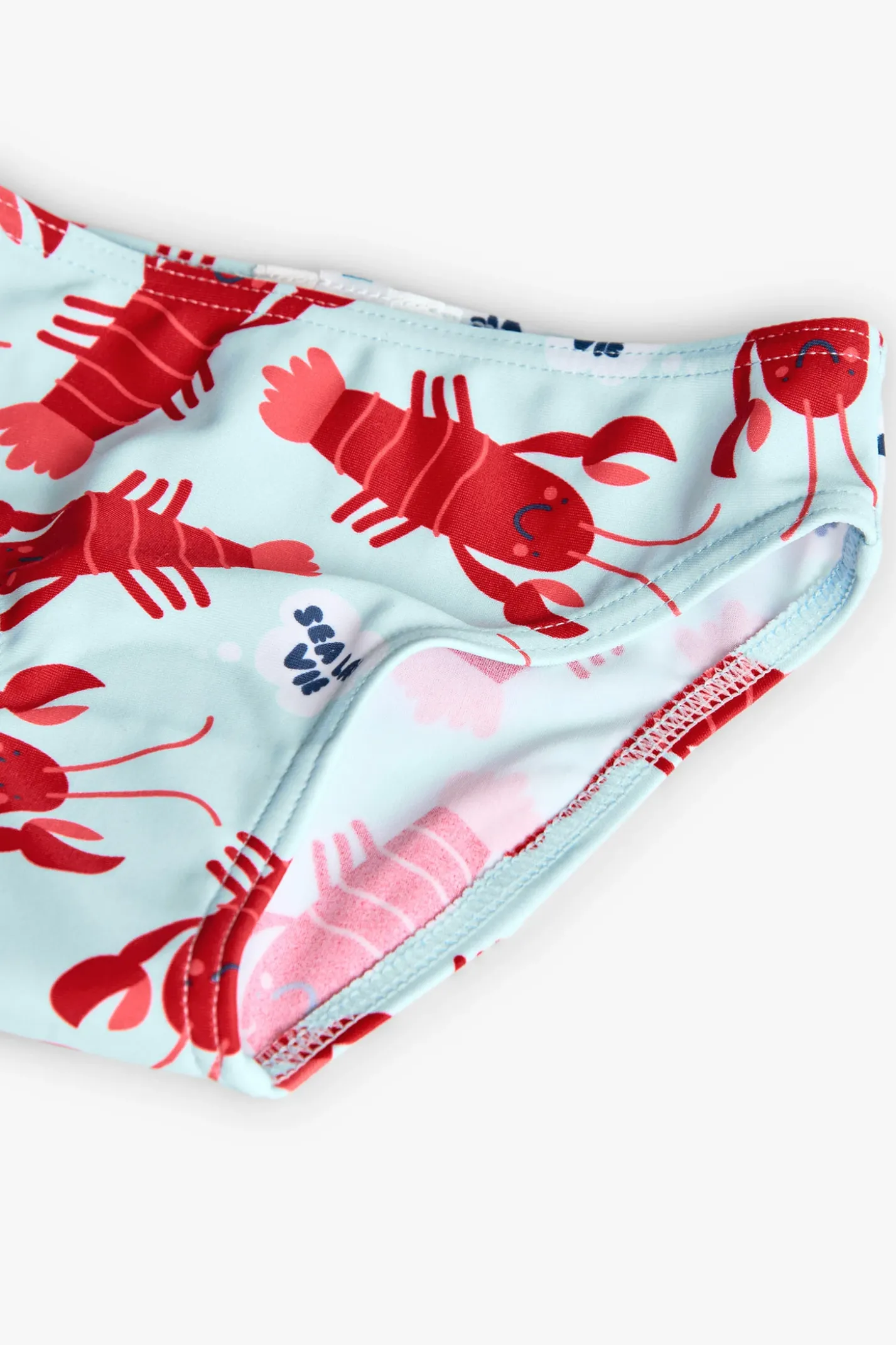 Bikini in poliammide per neonata con stampa di aragoste