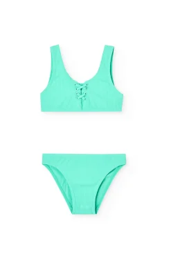 Bikini lavorato fantasia per bambina in colore verde
