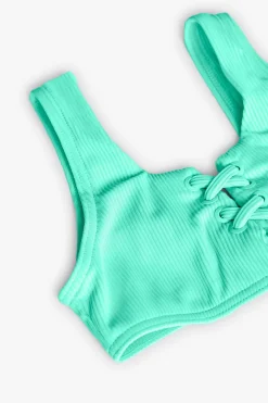 Bikini lavorato fantasia per bambina in colore verde