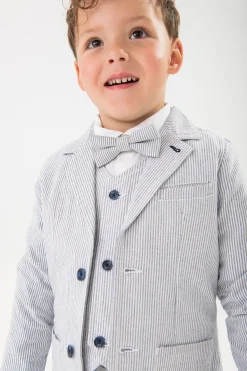 Blazer oxford per bambino con righe blu e grigie