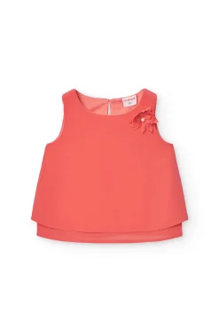Blusa di chiffon per bambina di colore rosso.
