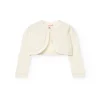 Bolero in maglia per neonata in bianco.