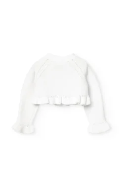 Bolero in maglia per neonata di colore bianco