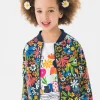 Bomber in maglia per bambina con stampa floreale