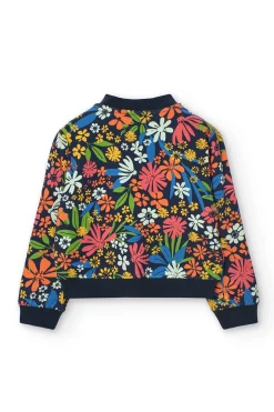 Bomber in maglia per bambina con stampa floreale