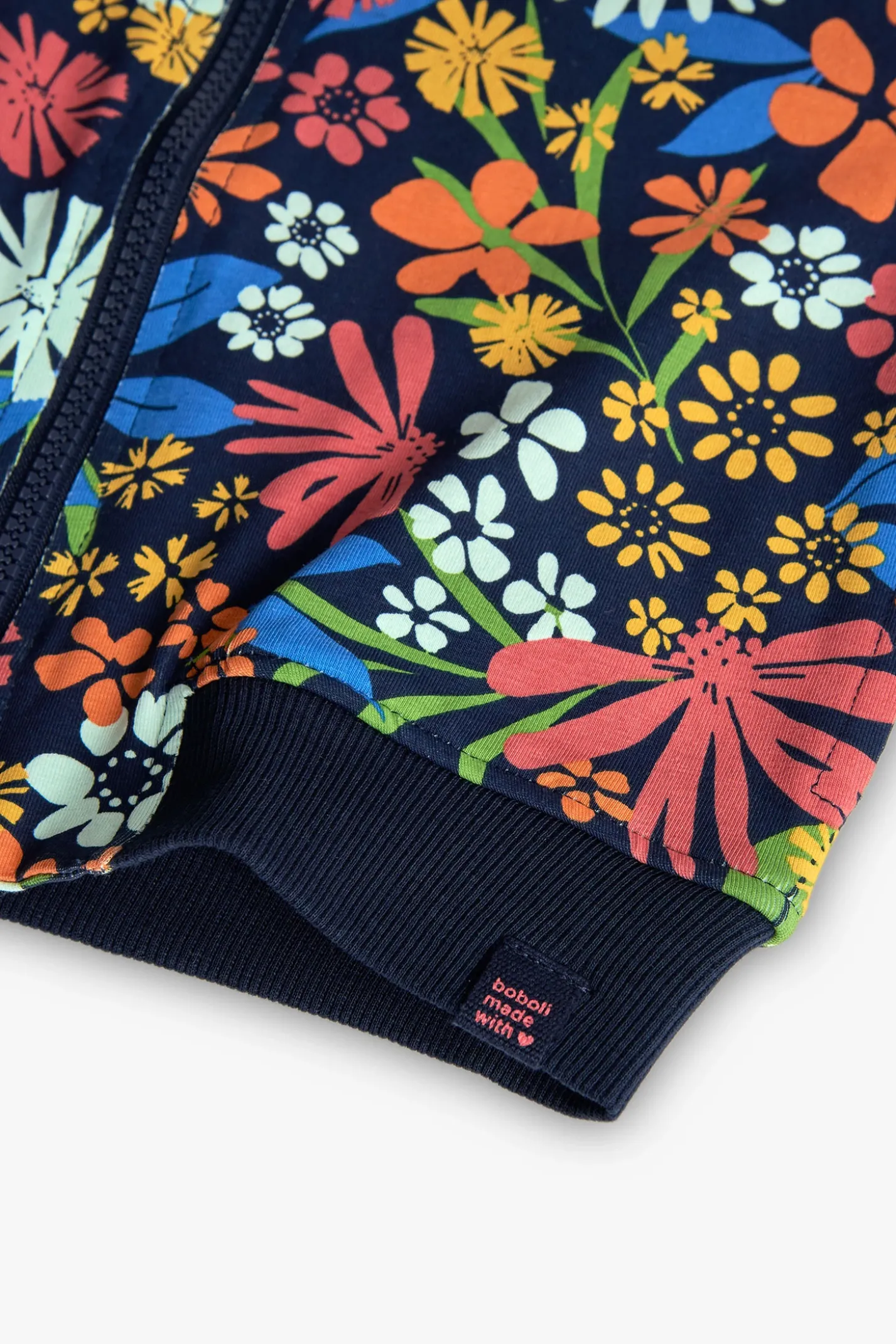 Bomber in maglia per bambina con stampa floreale