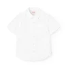 Camicia corta di lino per bambino in colore bianco