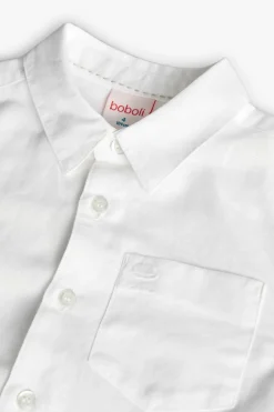 Camicia corta di lino per bambino in colore bianco