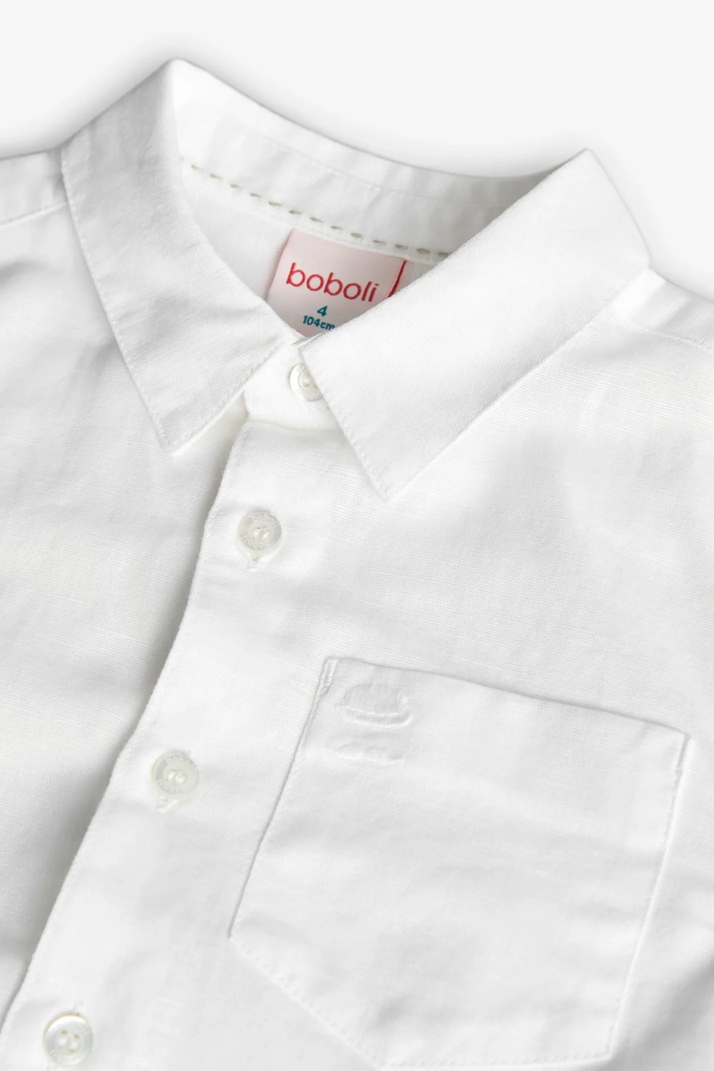 Camicia corta di lino per bambino in colore bianco