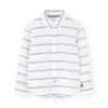 Camicia di lino per bambino a righe in bianco e grigio