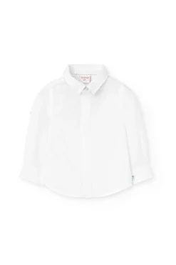 Camicia di lino per bambino bianca con manica lunga