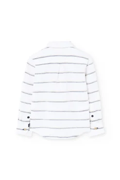 Camicia di lino per bambino a righe in bianco e grigio