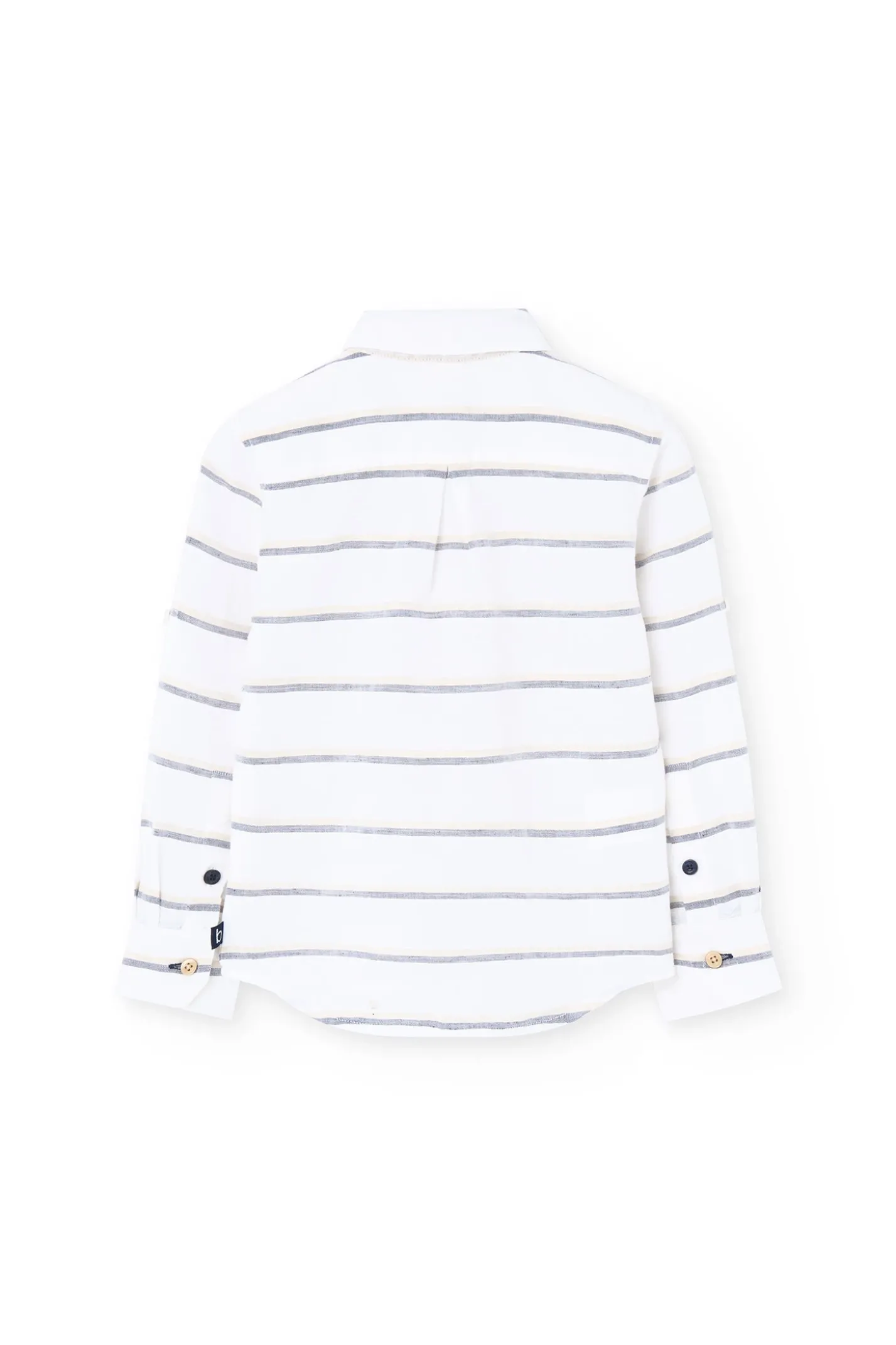 Camicia di lino per bambino a righe in bianco e grigio