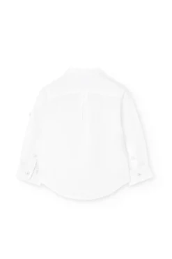 Camicia di lino per bambino in bianco a maniche lunghe