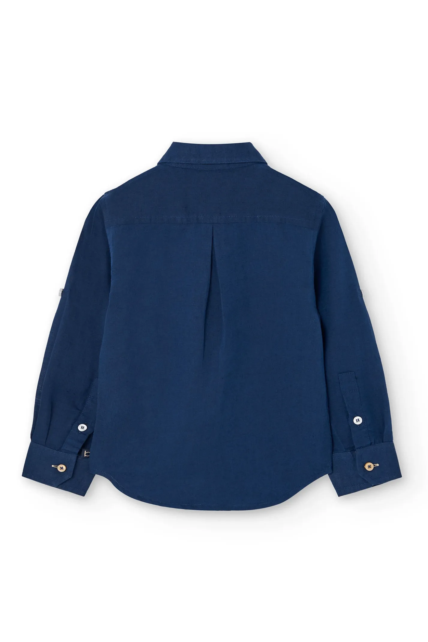 Camicia di lino per bambino di colore blu marino a manica lunga