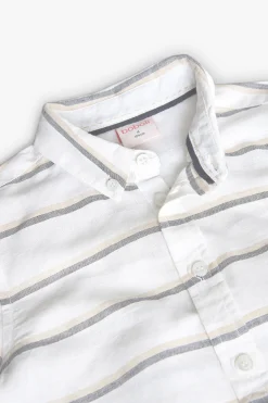 Camicia di lino per bambino a righe in bianco e grigio