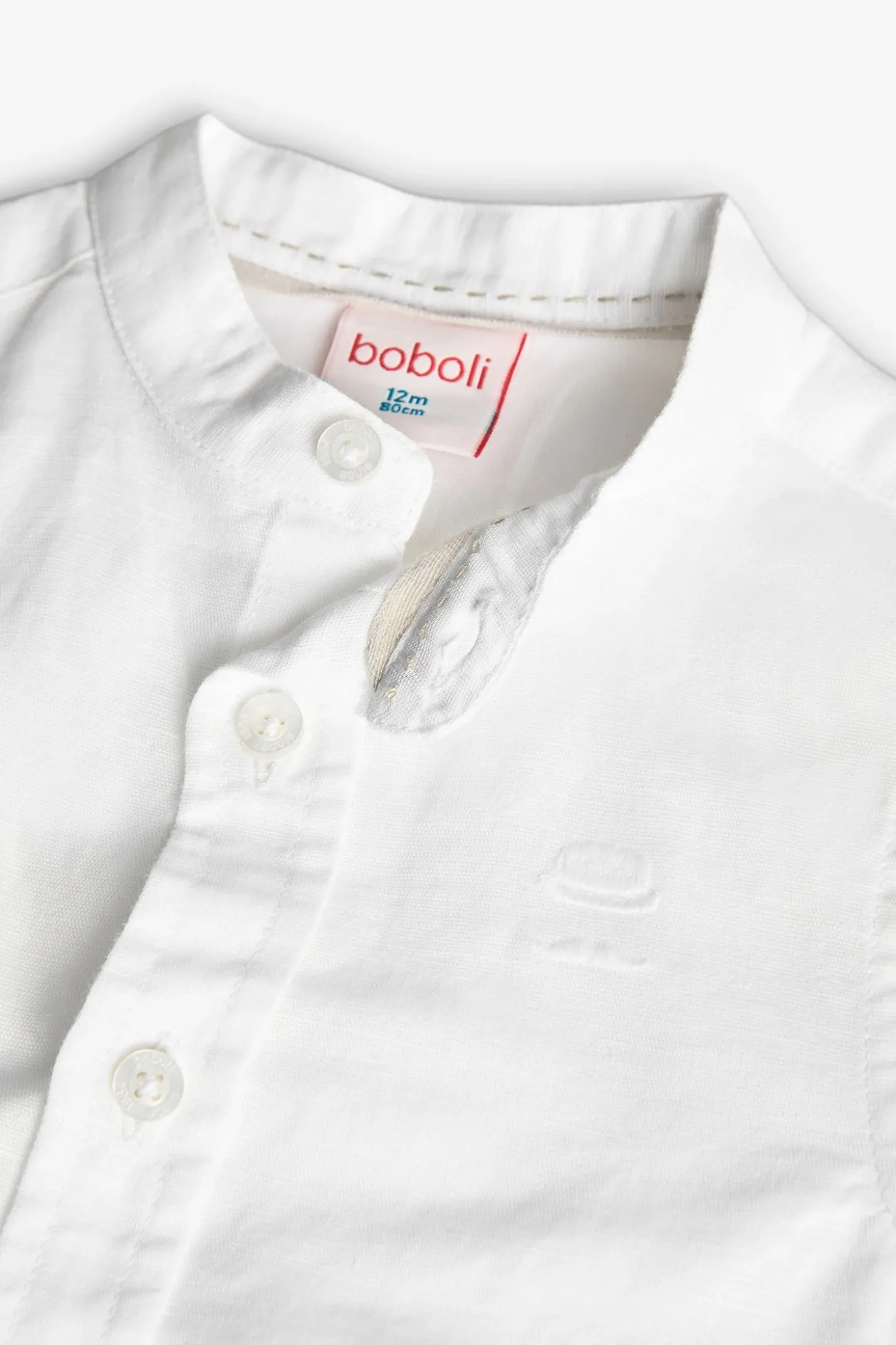 Camicia di lino per bambino in bianco a maniche lunghe
