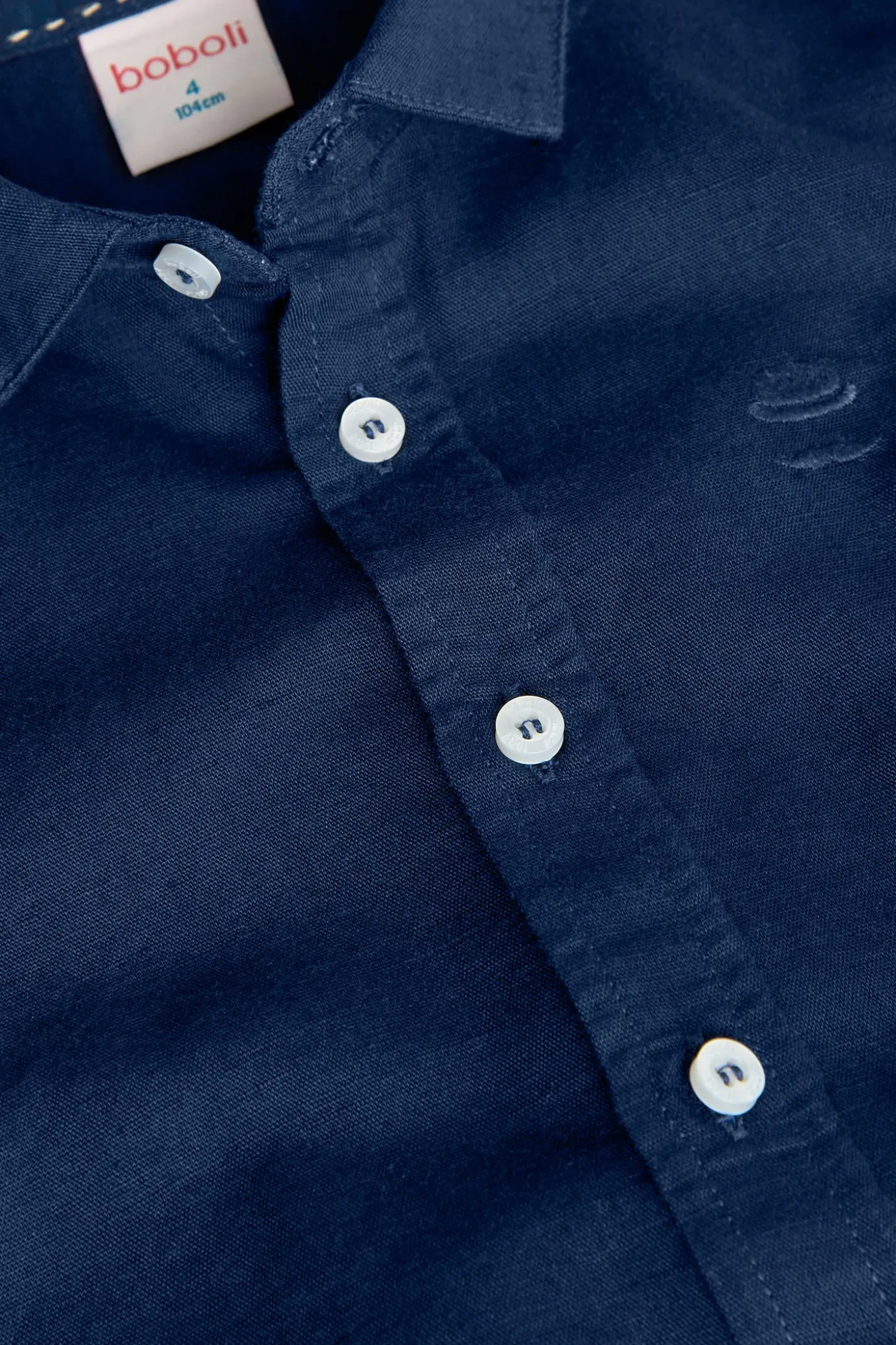 Camicia di lino per bambino di colore blu marino a manica lunga