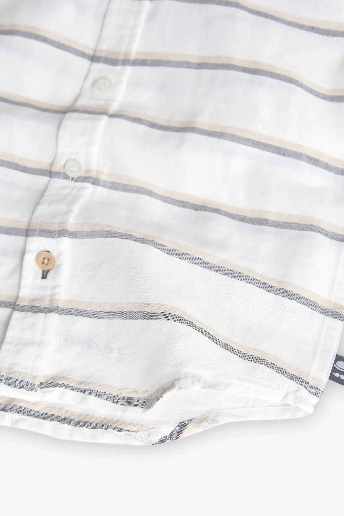 Camicia di lino per bambino a righe in bianco e grigio